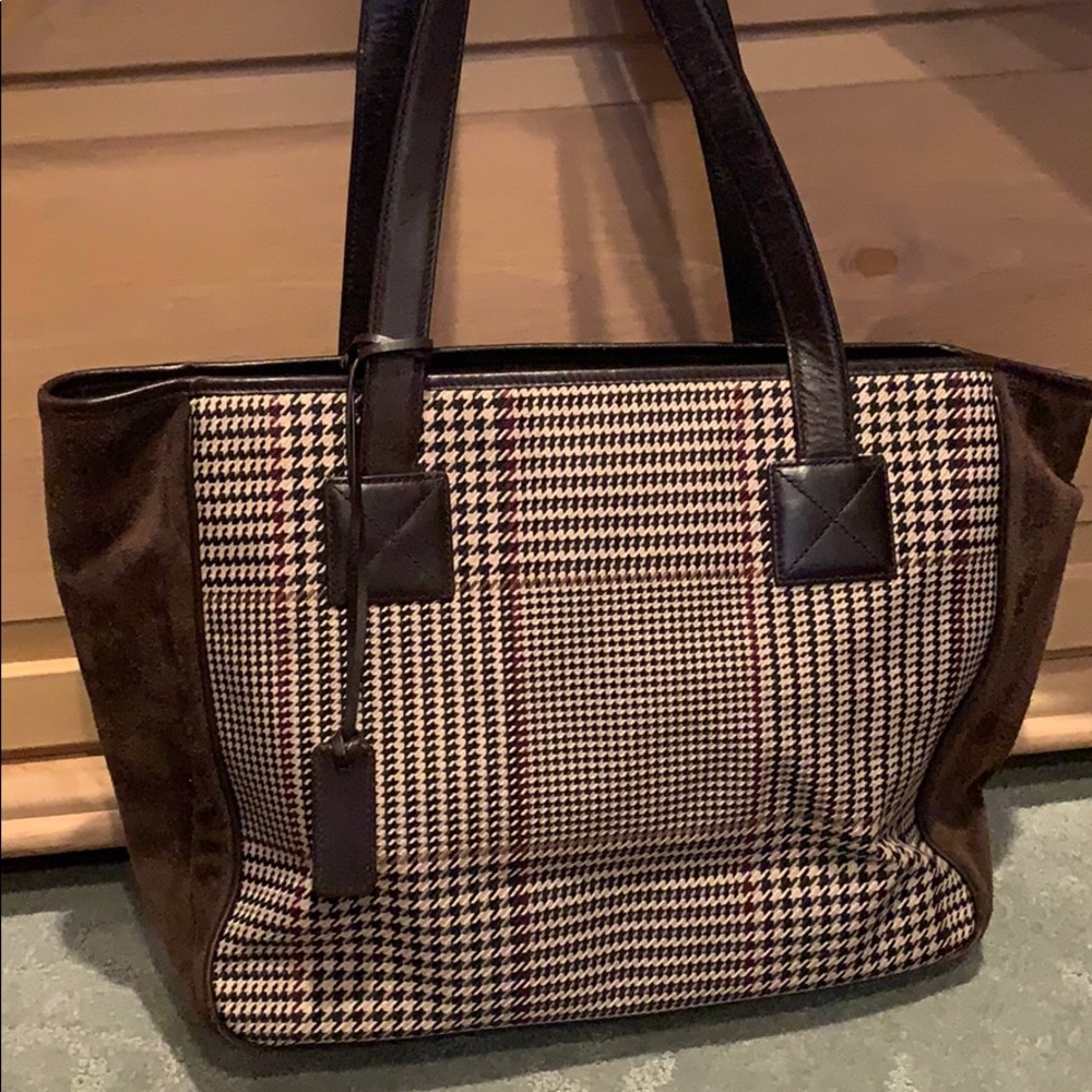 Ralph Lauren Brown and Cream Tote Bag